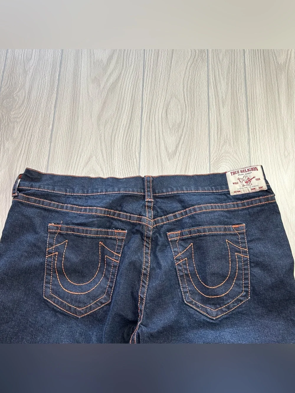 True Religion Ricky Relaxed Straight Denim Shorts Men’s 46 Contrast Stitch 12”